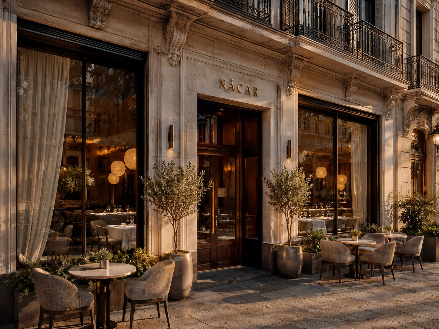 Entrada y terraza del restaurante Nácar